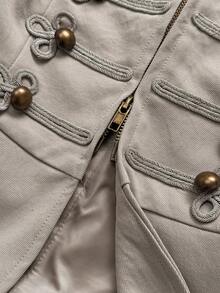 Attitoon Y2K Napoleon Fashion Vintage-Style Woven Buttons Button Decor Vest - Apricot - View 4