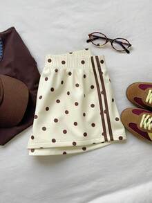 SHEIN LMoss Kids Tween女孩休閒時尚波點百搭短褲，適合四季穿著，Chill Chill風格，時尚女孩休閒穿搭，隨機2件款，發貨1件 - 彩色 - 查看 5