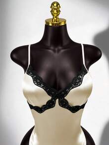 SaltGleam SaltGleam Contrast Color Lace Trim Camisole Camisole - Apricot - View 5