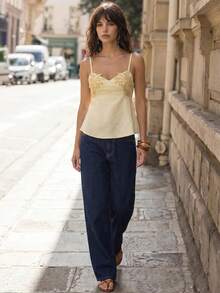 CAJUNI Women's Coconut Tree Pattern Casual Tropical Versatile Daily Wear Camisole Blouse Vacation Beach Pale Yellow Summer - Yellow - View 10