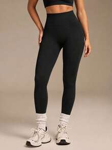 Silquee Yoga Tights Seamless High Stretch Tummy Control Gym Leggings Sports - Black - View 8