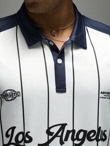 Sport MetroGents Kaos Polo Olahraga Lengan Pendek Pria dengan Motif Garis-Garis dan Huruf - MultiWarna - View 6
