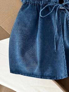 Comfortcana Women's Ruched Casual Sexy Y2k Versatile Denim Sleeveless Top For Daily Wear Club Vacation Blue Summer - Medium Wash - View 5