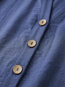 Zayélia Lady's Smooth-Woven Elegant And Simple Casual Summer Blouse, Work Shirt - Blue - View 4