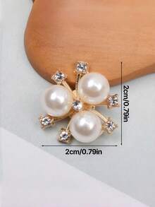 100pcs Pearl Flower Shaped Rhinestone Buttons Sparkling Crystal Hairpins DIY Handmade Crafts Decoration Clothes Sewing Accessory - multicolor - View 3