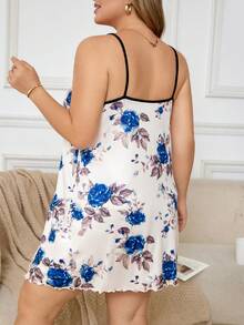 SHEIN Plus Size Floral Print Cami Nightgown - Multicolor - View 2