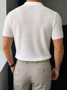 JOLTRO Men's Casual Summer Vacation & Commute Solid Color Short Sleeve Polo Shirt, Minimalist & Versatile - White - View 2