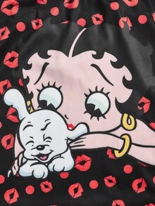Chillnights Betty Boop x SHEIN 1件女款娃娃印花背心 - 黑色 - 查看 8