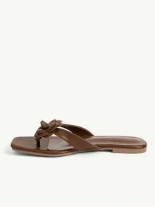 CUCCOO CHICEST Women Shoes Women's New Summer Square Toe Flat Bottom Brown Three-Dimensional Flower Fashion Elegant Women's Flat Sandals Slippers Daily Commute - Brown 13 # - View 4