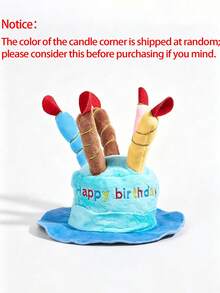1PC Pet Birthday Hat – Plush Cute Candle Hat For Cats & Dogs, New Year Gift - Blue - View 8