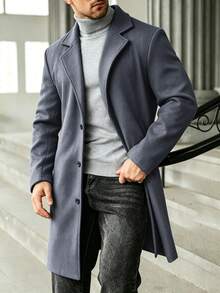 Manfinity Homme Men's Plus Size Casual Versatile Overcoat, Autumn/Winter - Grey - View 3