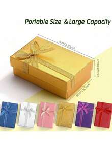 Marspark Jewelry Gift Boxes With Bow Ribbon, Empty Cardboard Necklace Bracelet Packaging Boxes Bulk For Birthday Wedding Party, Assorted Bright Colors, 12 Pack - Multicolor - View 3