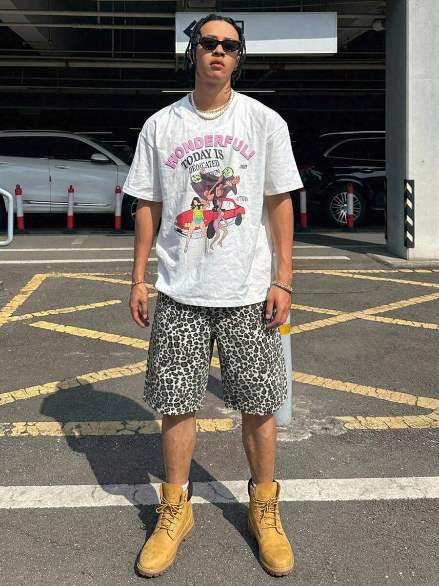 DAZY Spring Leopard Print Men's Jeans Summer - Multicolor - View 1