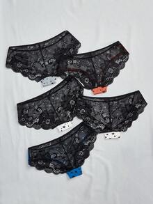 AltBold 5pcs Lace Patchwork Women's Panties - Multicolor - View 4
