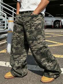DAZY Camouflage Washed Long Jeans For Plus Size Men, Autumn/Spring - Multicolor - View 7