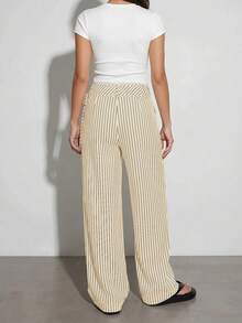 Sinnesro Women's Long Black And White Striped, High-Quality Texture, Street Style Casual, Elegant Suitable For Outings Vacation Autumn - Yellow - View 8