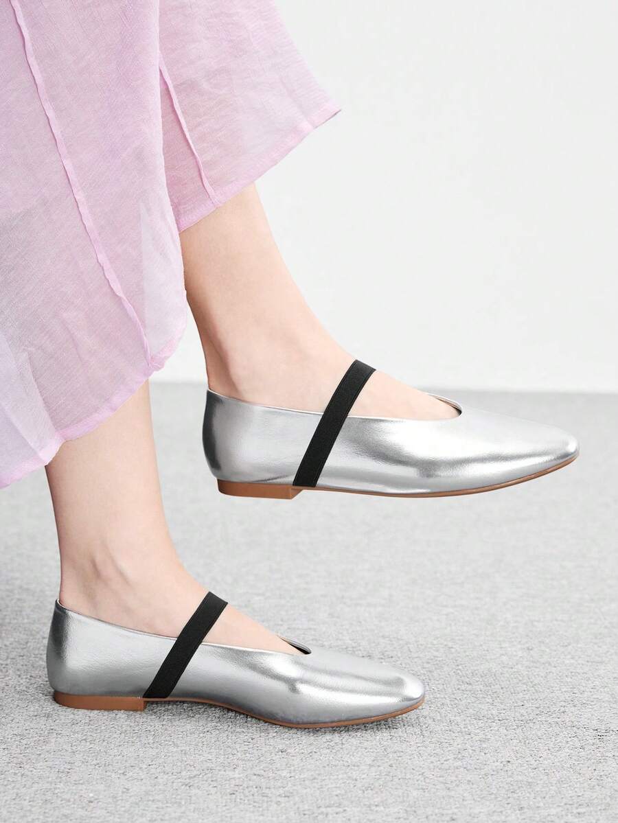 CUCCOO BIZCHIC Buckle Simple And Generous Fashion Versatile Casual Walking Workplace Commuter Women Flat Shoes Fall Shoes - Silver - View 1
