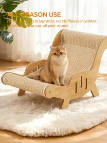 1pc Durable Sisal Rope Cat Scratching Chair Sturdy Structure Scratch Resistant Lounge Sofa For Large Cats Rest Scratching Toy Pet Furniture - Multicolor - View 3