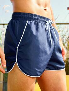 Manfinity KASUA Men's Contrast Trim Beach Shorts - Navy Blue - View 3