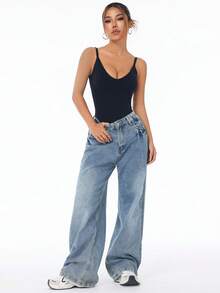 Sirith 女款四季通用純色修身連身運動褲 - 黑色 - 查看 5