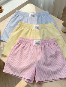 Comfortcana 3件組舒適女款短款休閒短褲，梭織面料，適合日常穿著，迷彩印花短褲套裝 - 彩色 - 查看 6