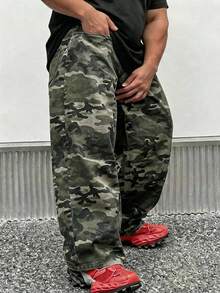 DAZY Camouflage Washed Long Jeans For Plus Size Men, Autumn/Spring - Multicolor - View 6