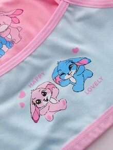 隨機盲盒 5件組女童幼兒軟綿短款內褲，對比色肩帶設計，可愛兔子圖案與愛心圖案，包含粉色、藍色、白色，親膚面料，適合日常休閒穿著，多款圖案內褲四季皆宜，全天舒適貼身 - 彩色 - 查看 4