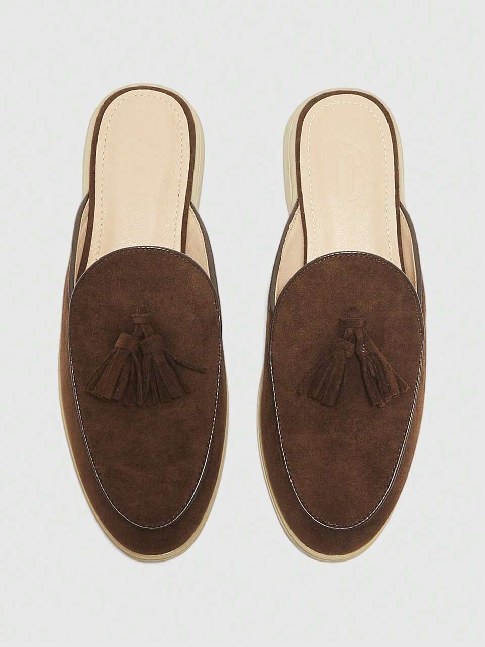 CUCCOO BIZCHIC Fashion Brown Suede Fringed Comfortable Commuter Women's Flat Mules Shoes Women's Flat Shoes Slippers Suitable For Outdoor Shopping To Work Daily Versatile Women's Shoes
