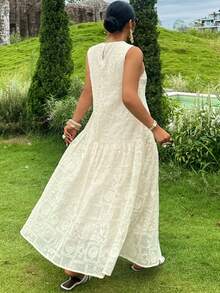 Dazy Plus Lace Long Dress Vacation Style Sleeveless Elegant Spring Summer Plus Size Women Dress - Apricot - View 6