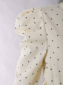 SHEIN Tween Girl Polka Dot Long Sleeve US Fall Style Fall Outfits Fall Dress Dresses For Girls - Apricot - View 5