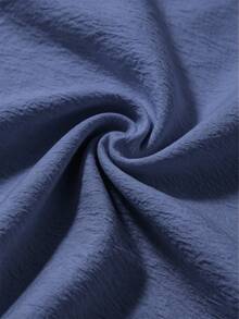 Zayélia Lady's Smooth-Woven Elegant And Simple Casual Summer Blouse, Work Shirt - Blue - View 3