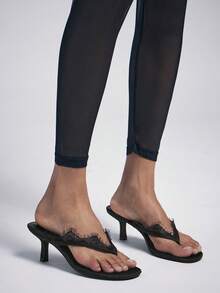 SHUZIA Women's Contrast Lace Fashion Elegant High Heel Slide Sandals - Black - View 1