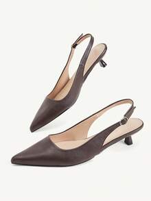 CUCCOO CHICEST أحذية نسائية متعددة الألوان بتصميم ريترو مدبب بكعب منخفض مع حزام، تصميم بسيط وعملي مناسب للتنقل والعمل، خفيف الوزن ومريح، بأسلوب أنيق مألوف، Kitt - بني - مشاهدة 6