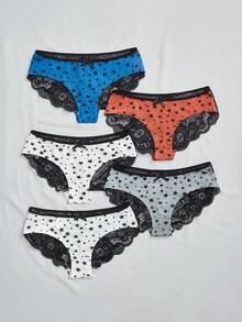 AltBold 5pcs Lace Patchwork Women's Panties - Multicolor - View 1