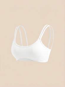 Cheerettes Women's Solid Color Basic Versatile Sports Bra 2pcs Set, White, For Yoga, Gym & Running - White - View 8