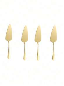 1set/4pcs Portable Stainless Steel Cake Shovel With Minimalist Style,Kitchen,Christmas Gift - Gold - View 6