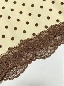 INAWLY Solva Set 2 Potong Model Bandeau Motif Polkadot Kuning & Cokelat dengan Hiasan Pita dan Renda - Kuning - View 6