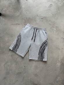 PAVTROS Pantaloni de trening casual largi pentru bărbați, cu dungi și talie cu șnur - Gri - Vizualizare 1