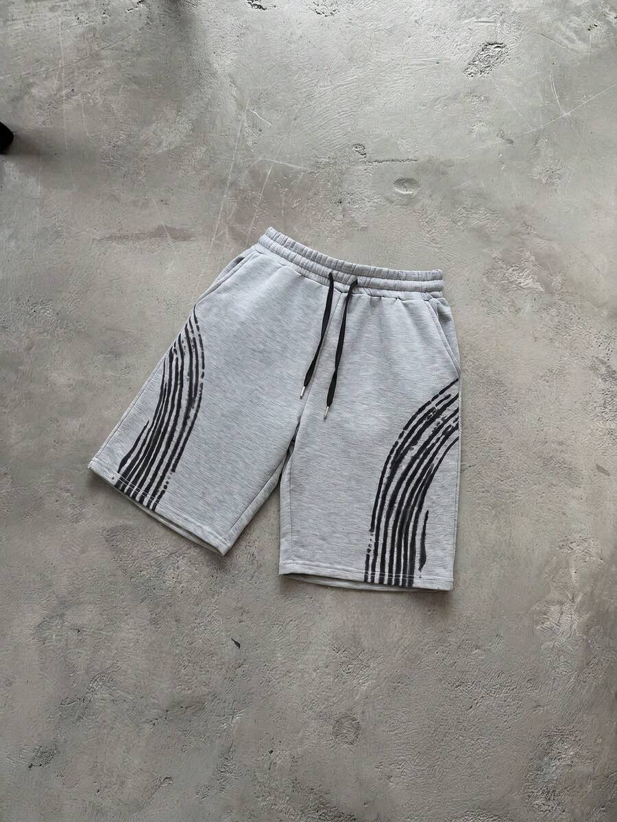 PAVTROS Pantaloni de trening casual largi pentru bărbați, cu dungi și talie cu șnur - Gri - Vizualizare 1