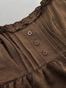 Sunnyshic Plus Size Sleeveless Summer Yellow Sweet Fresh Bright Girl Style Blouse - Coffee Brown - View 6