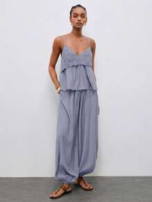Maija Women's Casual Solid Color Camisole,Going Out Outfits - Baby Blue - View 8