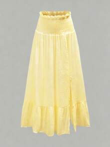 Swim Vcay Women's Solid Color Pleated 2-Way Wear Cover-Up - Light Yellow - View 6