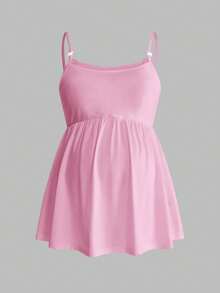 Modmama Top de lactancia informal de unicolor para maternidad, verano - Rosa - Ver 10