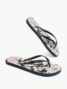 Grefit 女款夏季露趾平底 2cm 夾腳拖鞋，亮色清新舒適，適合街頭/夏季、音樂節/主題派對 - 藏蓝色 - 查看 13