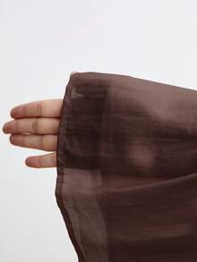 CielaLinda Women's Pleated Crew Neck Short Sleeve Waist-Cinched Top Teachers' Day Office Coffee Brown Summer Elegant - Brown - View 8