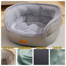 1pc Capacity Soft Round Dog Bed With Plush Cover, Non-Slip Bottom, Machine Washable Polyester Fiber, Suitable For Small To Large Dogs, Enhances Home Comfort - Multicolor - View 6