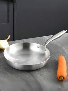 1pc 304 Stainless Steel No Coating Non-Stick Frying Pan Gas & Induction Cooktop Compatible For Steak Cooking Kitchen Cookware - View 6