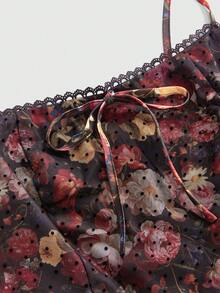 Sweetness Gaun Jala Motif Bunga Vintage - Hitam - View 3