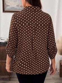 SHEIN LUNE Plus Size Leopard Print Mid-Sleeve Shirt - Multicolor - View 2