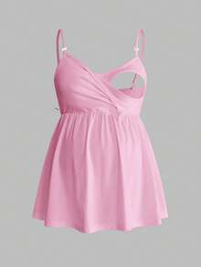 Modmama Top de lactancia informal de unicolor para maternidad, verano - Rosa - Ver 12